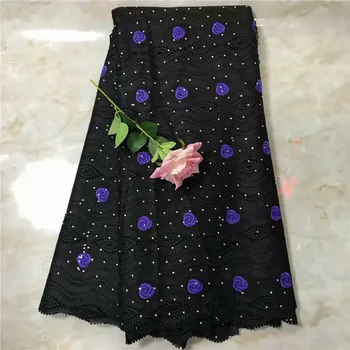 

small eyelet background Guipure lace Big floral embroidery African cord lace fabric with stones 5 yards per piece 3l2065-1432