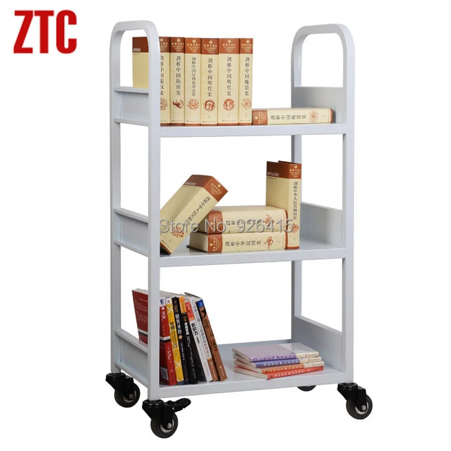 Library Double Sided Book Trolley//Mobile Steel Book Cart for Sale