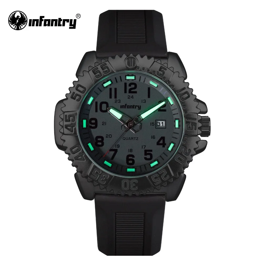 INFANTRY Mens Quartz Watch Analog Date Luminous Sports Watch Glow In