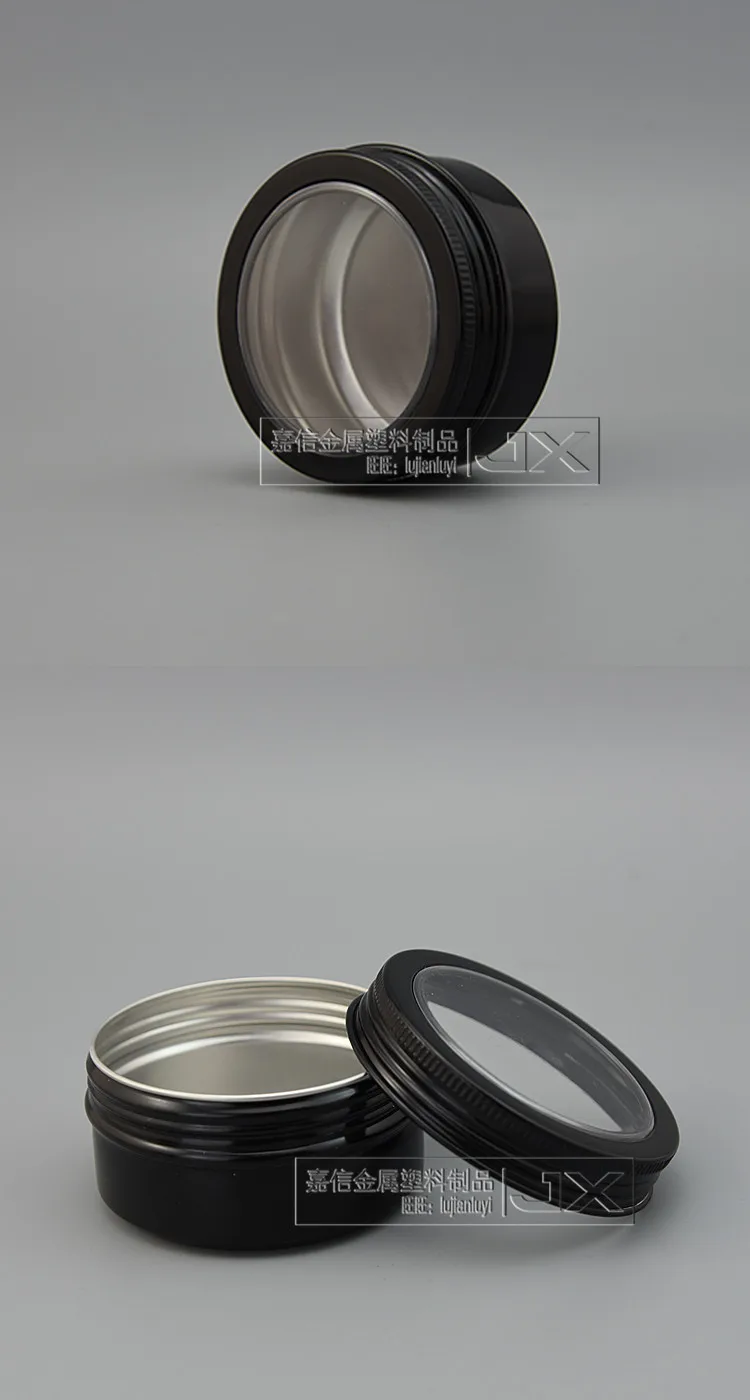 80 мл Алюминиевые косметические баночки черного цвета с прозрачным ПВХ для домашнего питомца оконная, 80 г черного алюминиевых банок