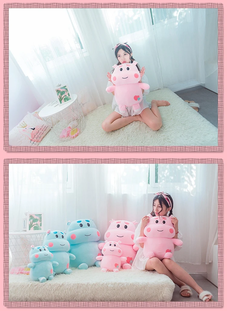 Бегемотик мультфильм Животные Игрушка чучела ультра мягкая Huggable сказать Любовь Дети Кукла бегемотик кукла-компаньон синий/розовый 30 см/45 см/60 см