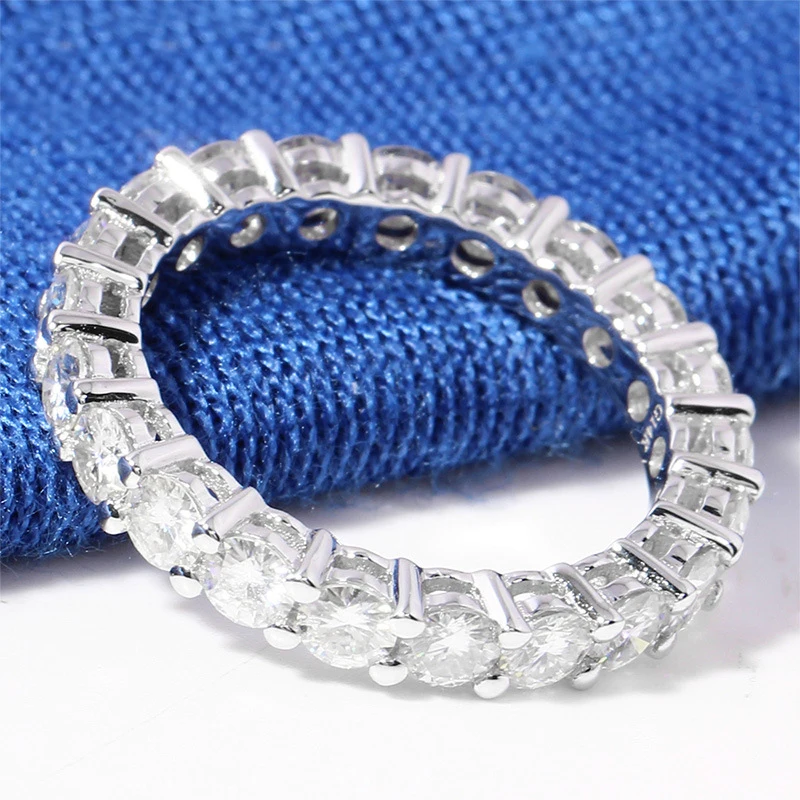 Silver Rings Silver Ring Wedding Rings New Fashion Solid 925 Silver Ring Set Luxury Full Circle 4mm Round CZ Diamant Engagement Wedding Rings for Women