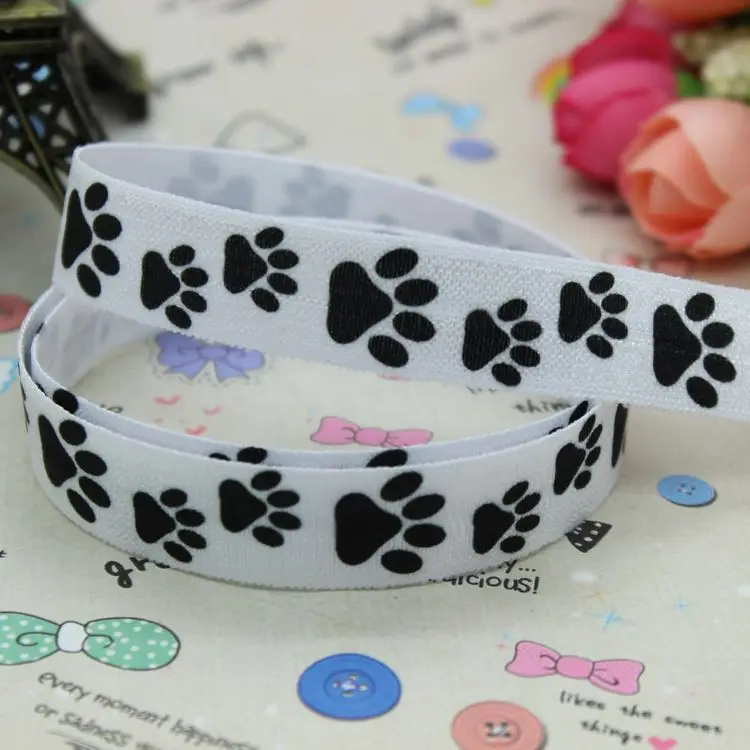 

5/8 inch Free shipping Elastic FOE dog paw printed ribbon headband diy hair band wholesale OEM H1772