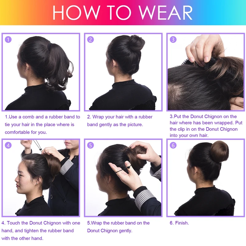 Dindong Ring Donut Buns Up Do Hair Extensions Synthetic Hair Bun