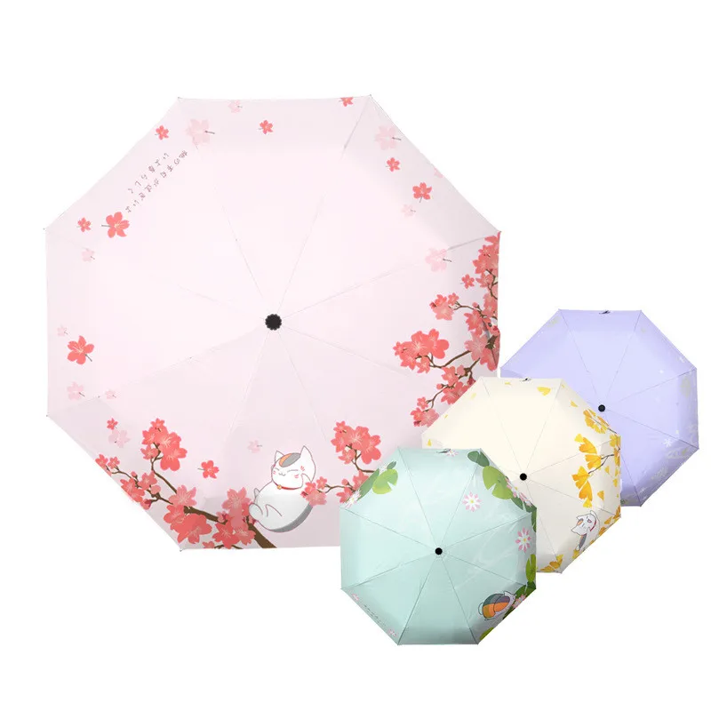 

Anime Natsume friend account Cat Umbrella Three-Folding Non-Auto Umbrella Cartoon Windproof Folding Sun Rain Umbrella