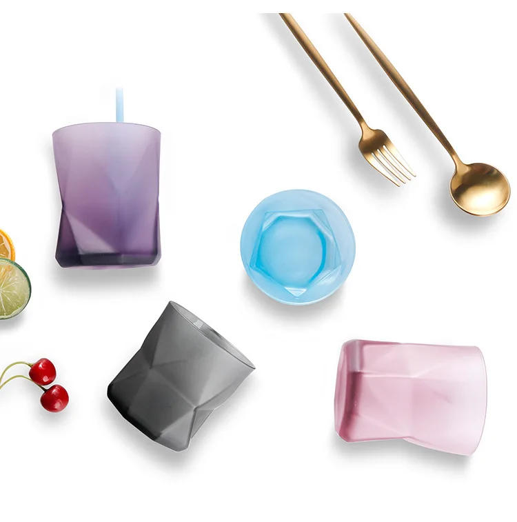 Креативная Геометрическая цветная стеклянная кружка, стекло для виски, анти-нагрев, матовая чашка, стеклянная посуда, стеклянные чашки для напитков, стеклянная планка, поставка