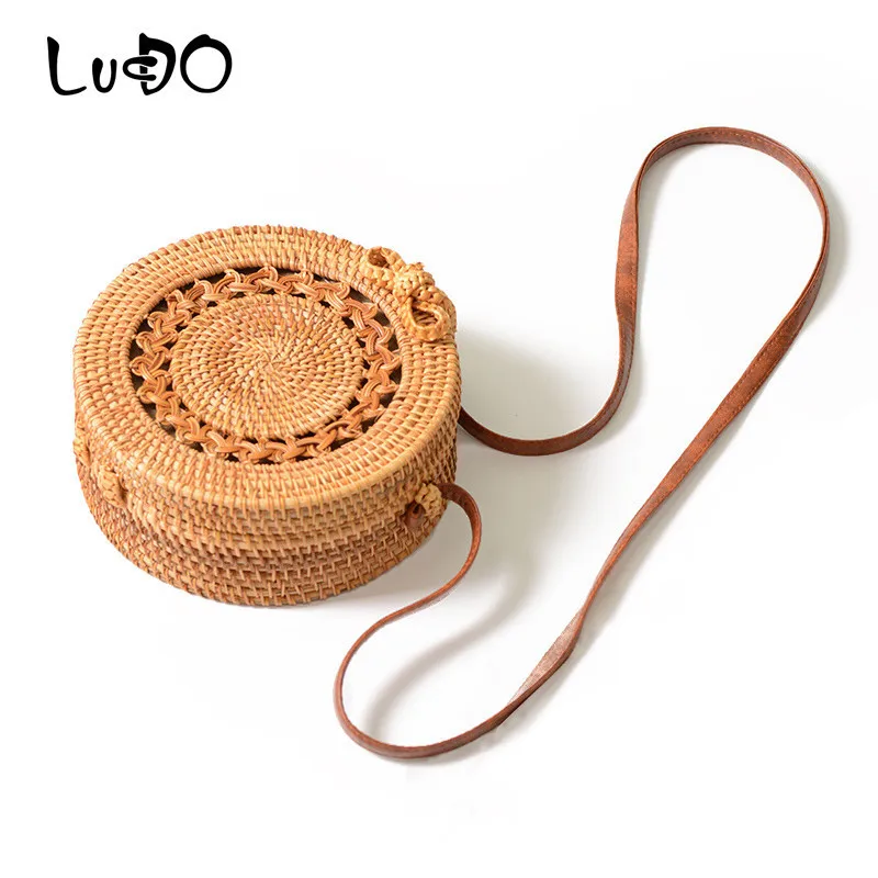 

LUCDO Bohemia Straw Beach Round Rattan Bags Embroderie Designer Handbags High Quality Summer Fashion Crossbody Shoulder Bags sac