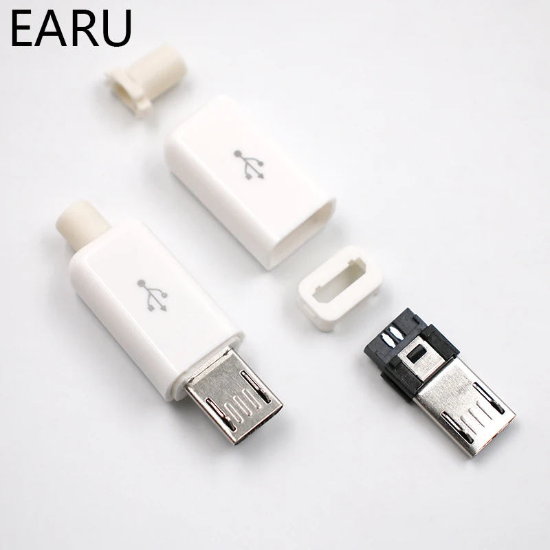 10 шт. 6 мм 8 мм Micro USB 5PIN сварочный Тип штекерные разъемы зарядное устройство 5P хвост разъем для зарядки 4 в 1 Белый Черный позолоченный