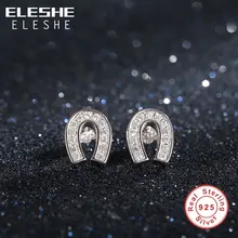 ELESHE, серьги-гвоздики из стерлингового серебра 925 пробы, ювелирные изделия, серьги-гвоздики с кристаллами u-образной формы для женщин, вечерние свадебные серьги