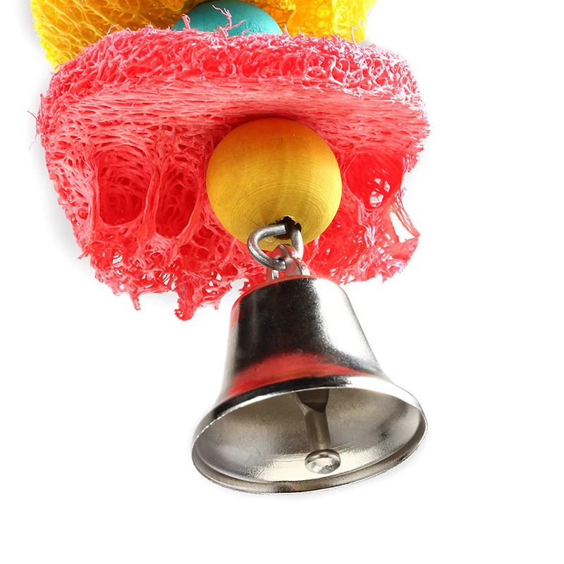 Funny Bird Toys Parrot Toys Swing Parrot Cage Natural loofah Hanging Cockatiel Bell Parakeet Pet Bird Bites Climb Chew