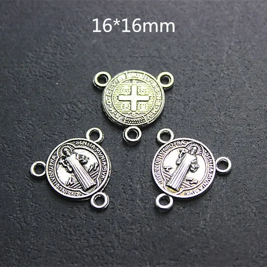 

100pcs 16*16mm Vintage Metal Catholic St.bendict Centerpiece for DIY Religion Jewelry Accessory,CP013