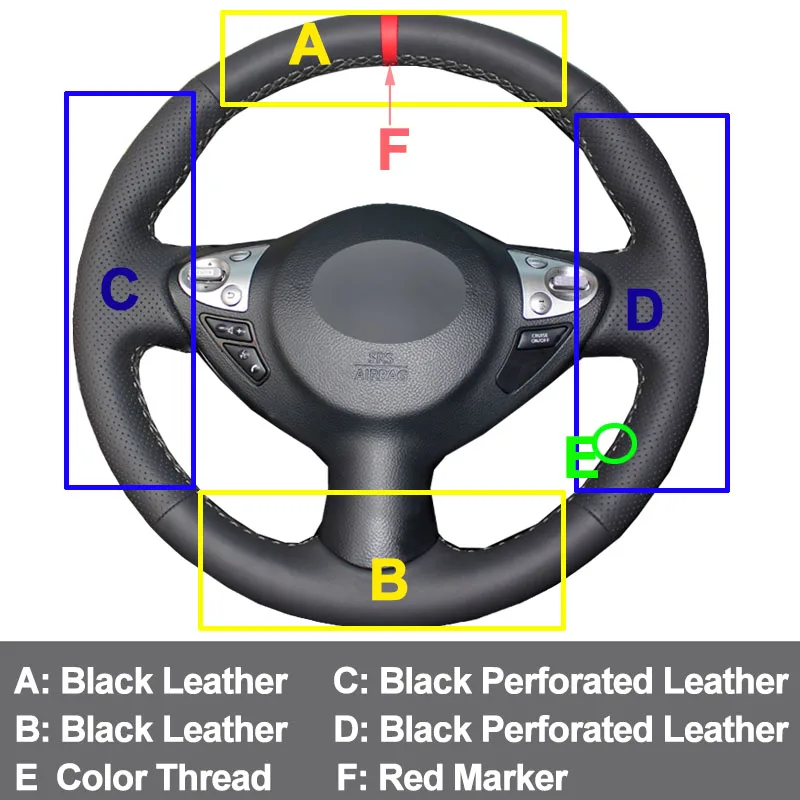 HuiER ручной пошив чехол рулевого колеса автомобиля Funda Volante для Infiniti FX FX35 FX37 FX50 QX70 Nissan Juke Maxima 370Z Sentra SV