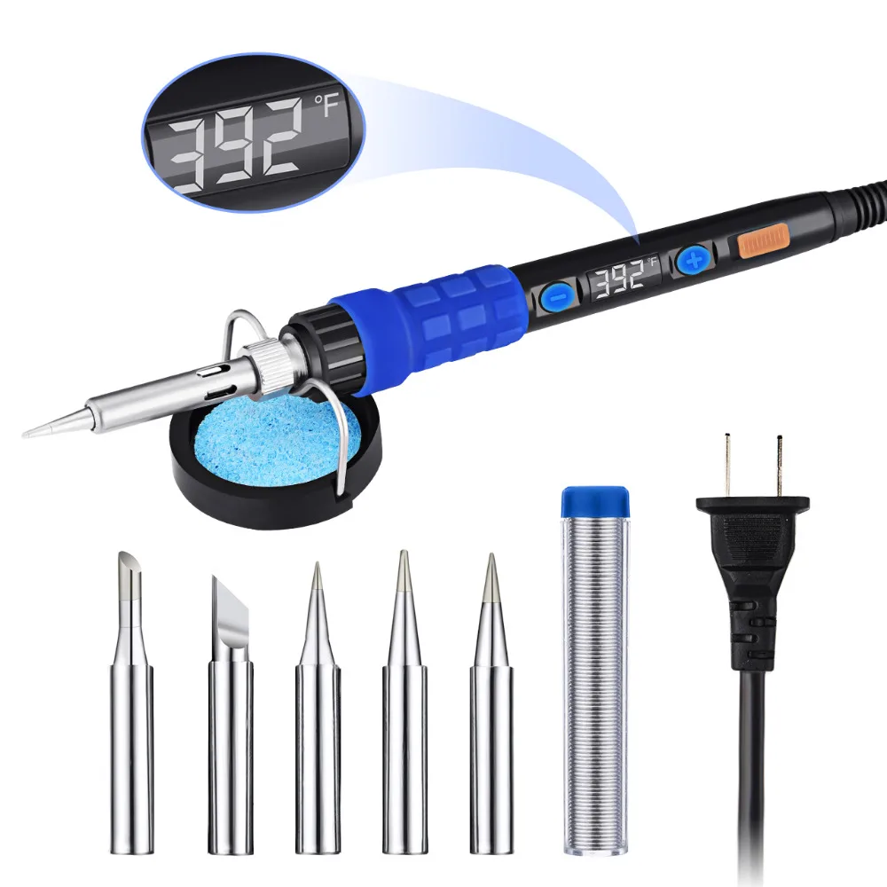 

220V Soldering Iron With LED Display ON/OFF Switch 65W Fast Heating Welding Tool with Sleep Function 5pcs Interchangeable Tips