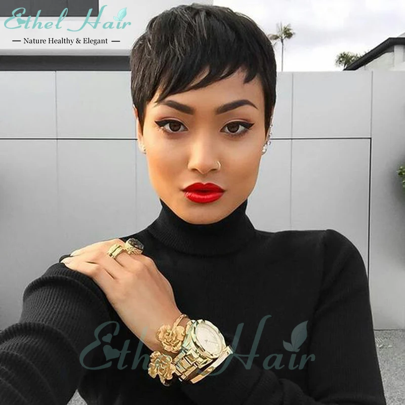 Celebrity Cheap Pixie Cut Human Brazilian Hair Very Short 