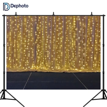 

DePhoto Shiny Stage Photography Backdrop a string of festive lights wedding template background for photo studio Custom