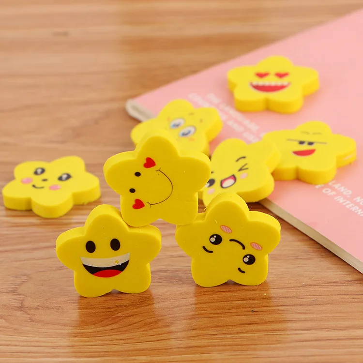 

30 pcs Creative cartoon star expression eraser environmental protection learning stationery eraser special student