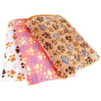 Pet Blanket Winter Dog Cat Bed Mat Foot Print Warm Sleeping Mattress Small Medium Dogs Cats Coral Fleece Pet Supplies