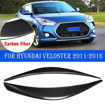 

2pcs Carbon Fiber Front Headlamps Brow Trim for Hyundai Veloster 2011-2016 Car Head Light Cover Sticker Frame Protector