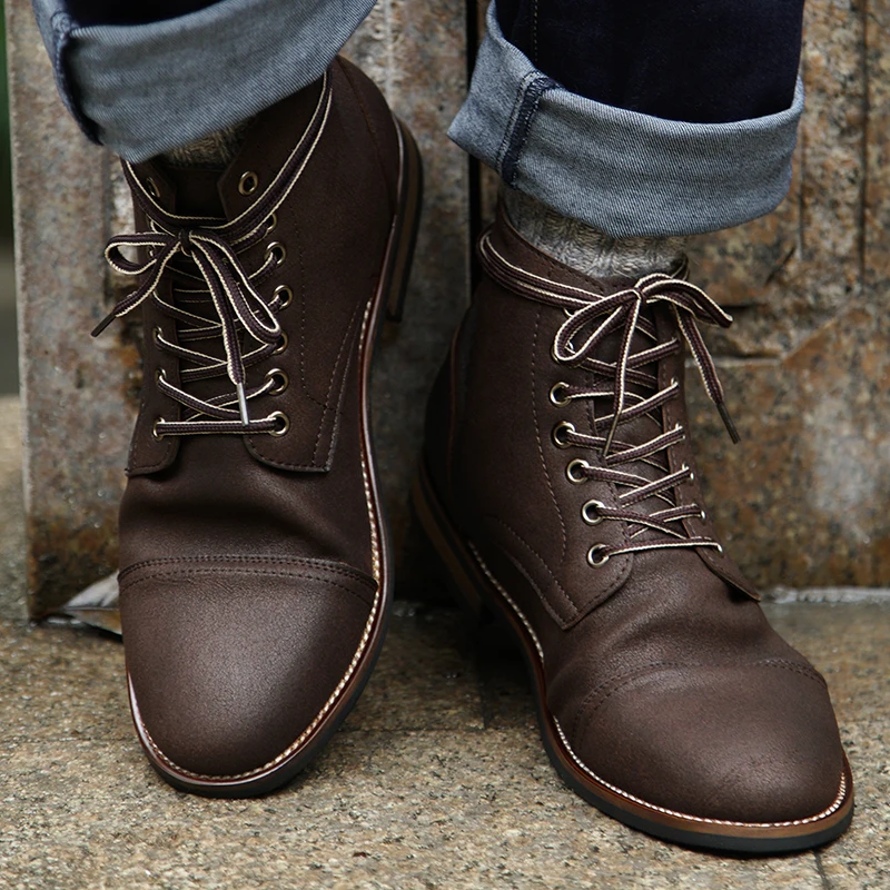 Masorini/Мужская обувь из искусственной кожи на шнуровке; Мужская обувь высокого качества в винтажном британском стиле; военные ботинки; сезон осень-зима; размера плюс BRM-060