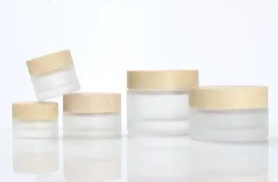 5g 10g 15g 30g 50g Frosted Glass Cream Jar with Wood Lid Makeup Skin Care Lotion Pot Cosmetic Container Packaging Bottles wholesale 100 pcs skin care toner lotion bottles bamboo wood screw lid plastic inner cap use for cosmeitc container packaging