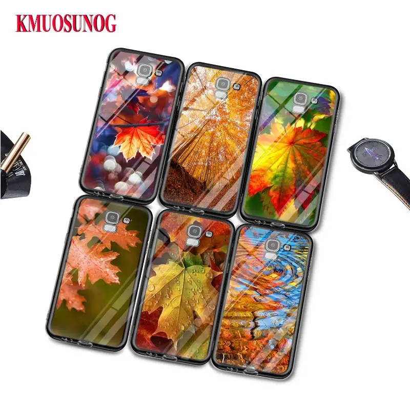 

Black Silicone Case Autumn Maple Leaf Art for Samsung Galaxy j8 j7 j6 j5 j4 j3 Plus Prime 2018 2017 2016 Phone Bag Cover