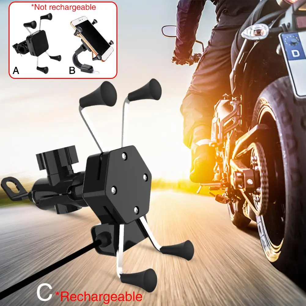 

2018 Motorcycle Scooter X-type Charging Mobile Phone Holder Bracket USB Car Charging Source Navigation With Waterproof Switch