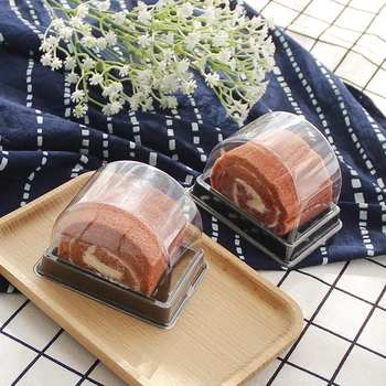 

Cake Box Wrapping Box Transparent Case Disposable Doggy Bag Wrapper Swiss Roll Bakeware Tool Dessert Container Pastry PP Package