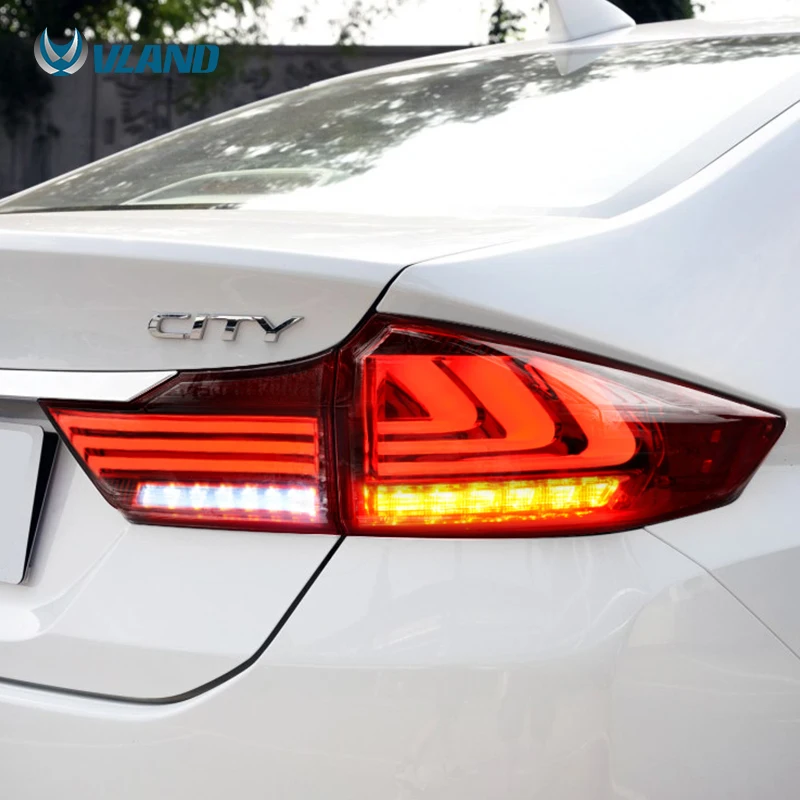 Светодиодный красный задний фонарь для Honda City Tail Light Водонепроницаемый DRL торможение сигнальная лампа