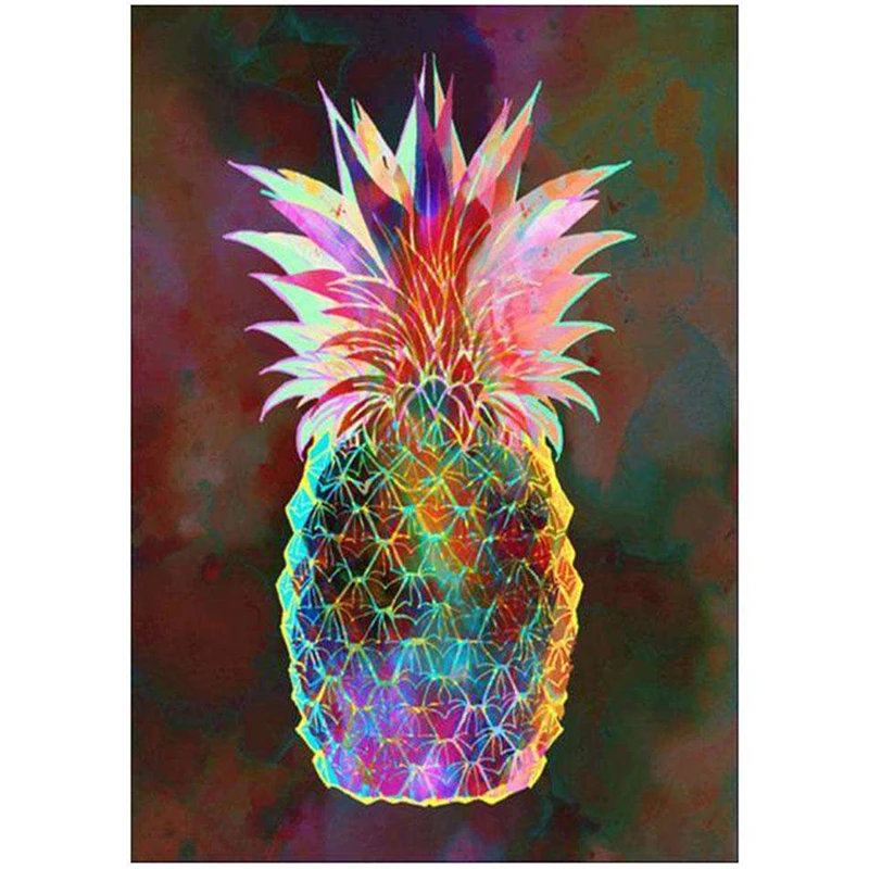 

100% DIY 5D Diamond Painting Full Drill Round Graffiti Colored Pineapple Stitch Diamond Embroidery Patterns Home Decoration