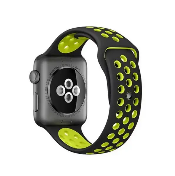 Силиконовый спортивный ремешок для Apple Watch, 42 мм, браслет, ремешок для наручных часов iwatch, ремешок Резиновая 4/3/2/1 38 мм 40 мм 44 series 5 - Цвет ремешка: black yellow