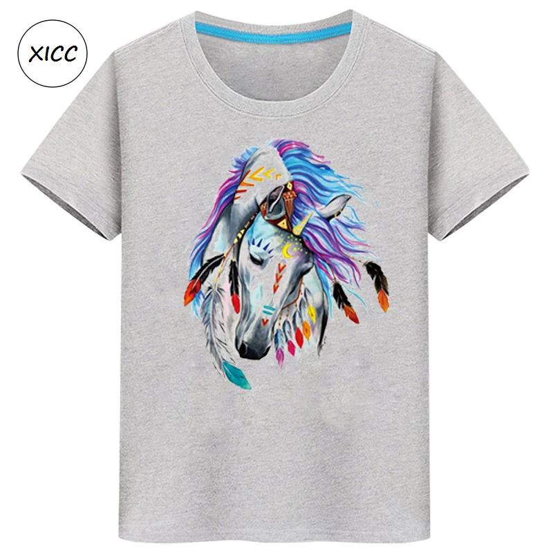 

XICC Carton Horse Cloth Printing Process Lovers T-shirt DIY Heat Transfer Sticker Bold In Color Pyrograph Iron On Patches