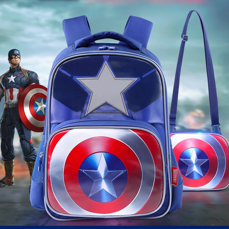 

Disney Children's School Bag Marvel Super Hero Backpack for Kids Captain American Bag Iron Man Shoulder Bag