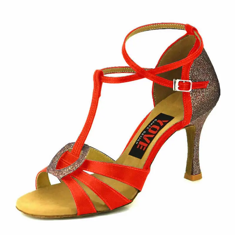YOVE стиль w1610-19 танцевальная обувь Бачата/Сальса крытый и открытый Женская танцевальная обувь - Цвет: Красный