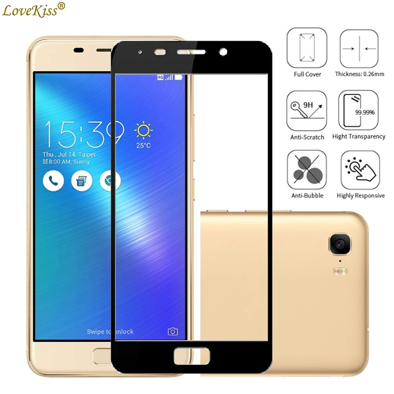 

9H Glass Film For ASUS Zenfone 3 3S Max ZC553KL ZC521TL ZC520TL Screen Protector Full Cover Tempered Glass Coverage Film Case