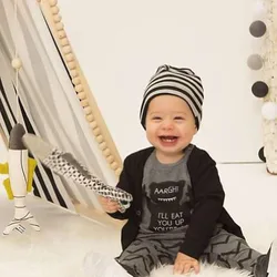 

New Lovely Kids Boy Gray Cotton Blend Animal Print Short Sleeve Top +Long Pants Sets Clothes