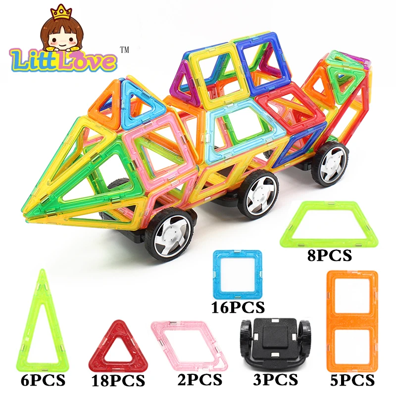 

LittLove 58 PCs Drill Big size magnetic building blocks Brick designer Enlighten Bricks magnetic toys Children's birthday gift
