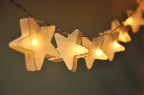 20 светодиодный бумажный фонарь со звездами из Таиланда, светодиодный гирлянда, Сказочная Гирлянда для дома, Рождества, праздника, свадьбы