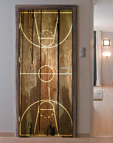 

3D Basketball court Wall Art Door Mural Wallpaper Wall sticker Decal Wall Decal Photo self adhesive home decor accessories