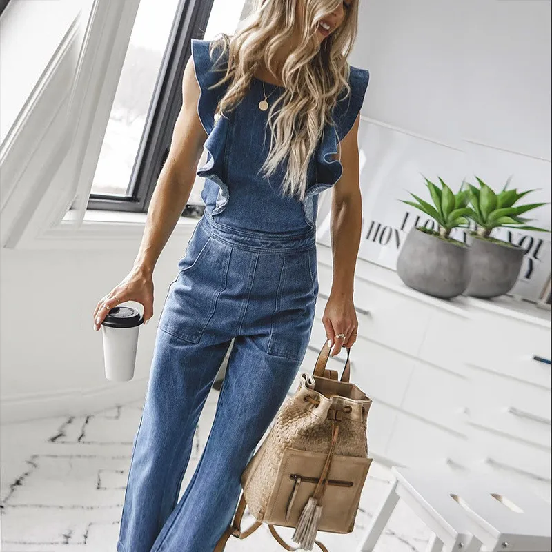 

2019 Rompers Womens Jumpsuit Sexy Backless Denim Playsuits Summer Bandage Playsuits Plus Size