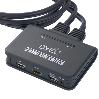 

2 Port USB HDMI KVM Switch Switcher With Cable for Dual Monitor Keyboard Mouse HDMI switch Support desktop controller switching