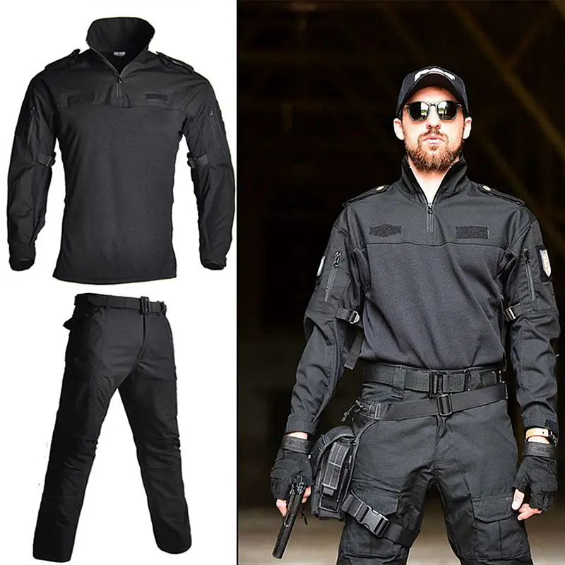 FG с длинными рукавами Тактическая Военная Боевая форма рубашка+ брюки США Мультикам армейская военная одежда черный камуфляж костюм охотничья одежда