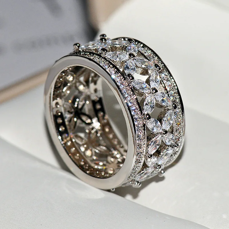 Высокое качество богемное кольцо с белым цирконием для женщин Свадебные обручальные вечерние ювелирные изделия Подарок на годовщину