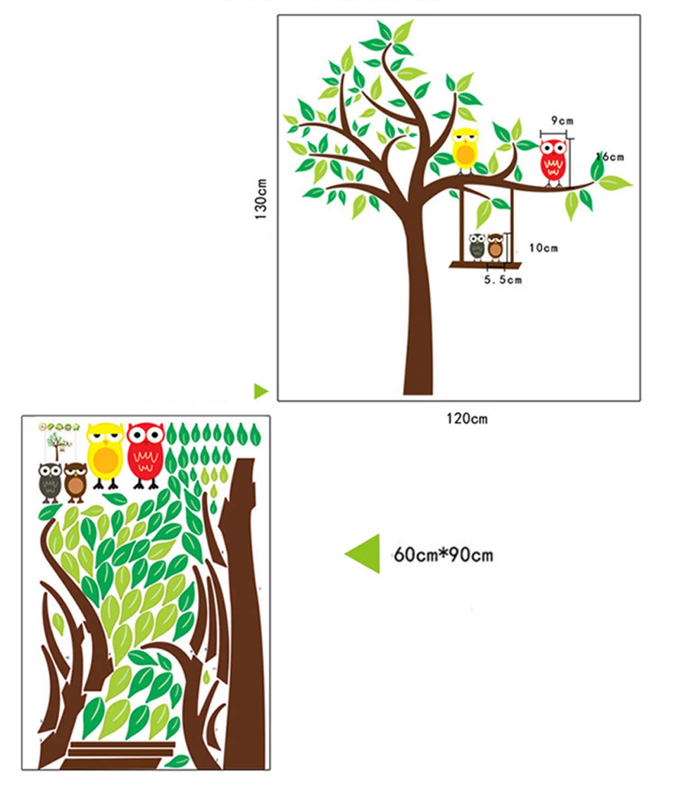 Милые наклейки на стену с изображением совы для детской комнаты, комнаты для девочек, украшения для спальни, дерево, цветы, наклейки на стену, украшение детской комнаты