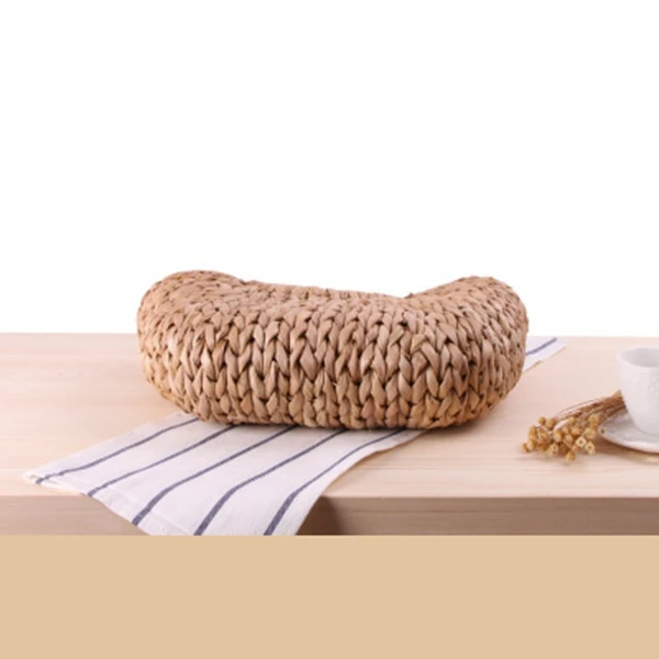 اليدوية الروطان البوليستر حقيبة شاطئية النسيج حلقة الخشب ذات مقبض علوي حقائب السيدات سترو حقيبة تستيفها حقيبة القمر على شكل الحقائب