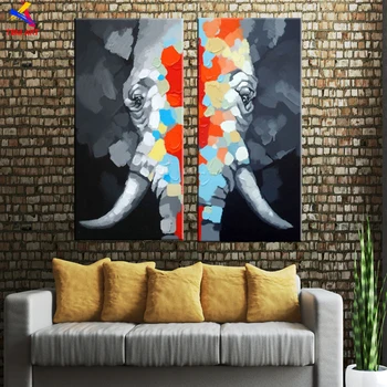 

Africa Elephant Pic Hand Painted Modern Abstract Oil Painting On Canvas Wall Art Gift for Living Room Decoration No Framed CT008