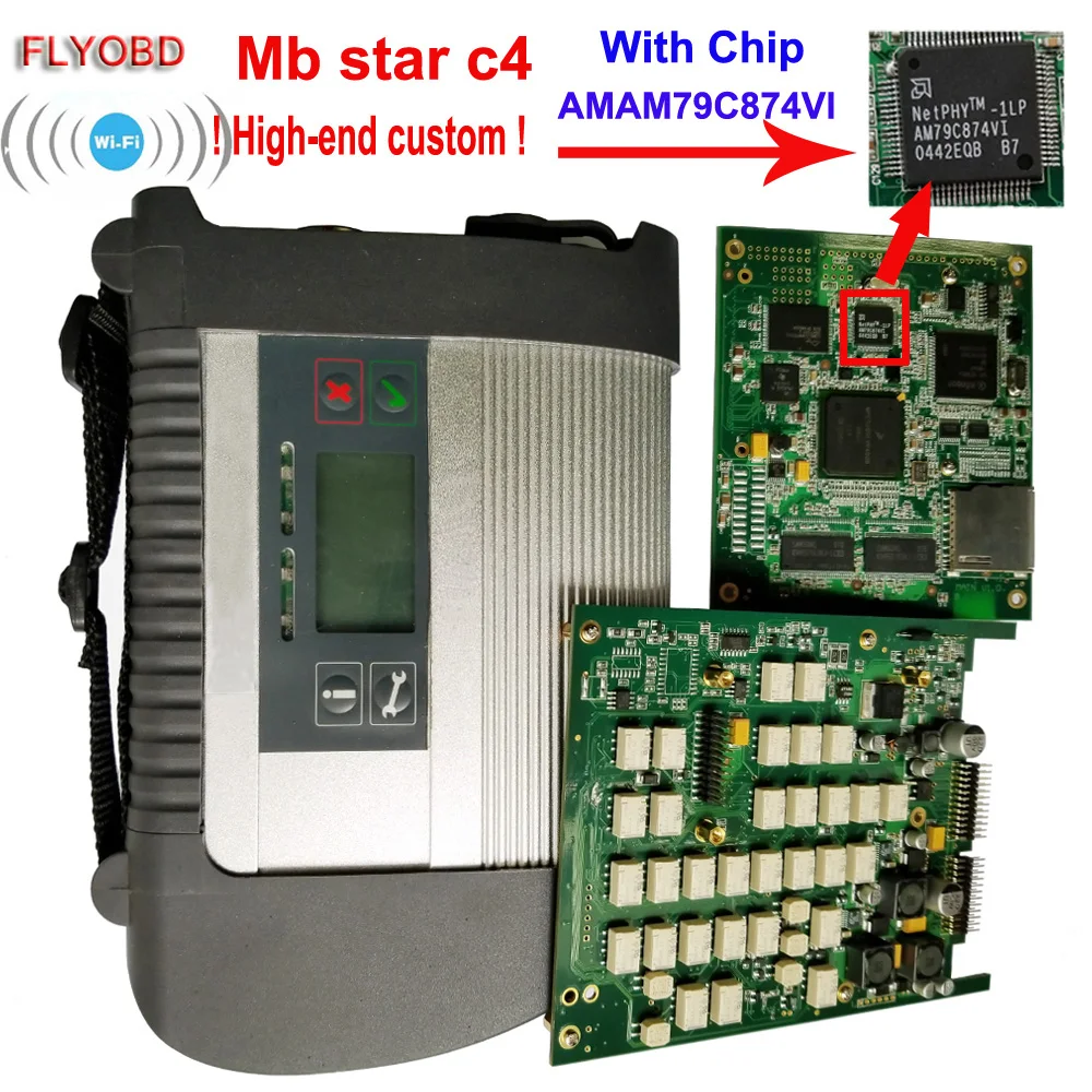 Лучшее Качество mb Star C4 с ADG426 и AM79C874VI чип MB STAR SD Подключение C4 Компактный 4 диагностический инструмент с функцией Wi-Fi