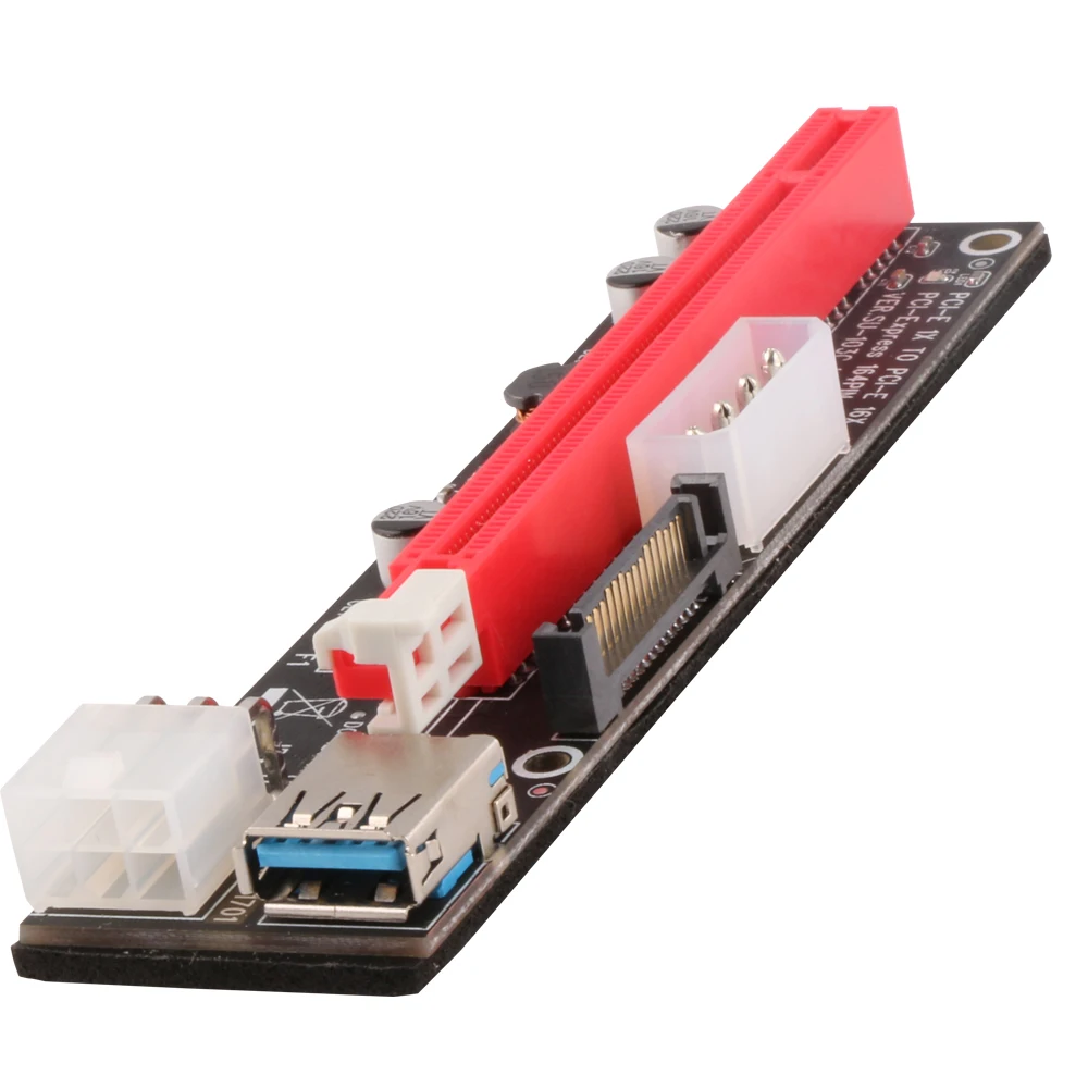 Ubit VER103C 3в1 светодиодный Riser power PCI-E Riser Card 4pin 6pin Sata 15PIN PCI Express 1X to 16X удлинитель для Bitcoin Miner
