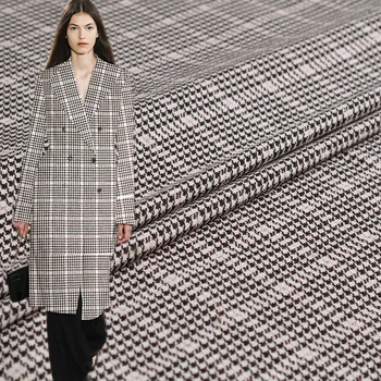 

Pearlsilk Pink Silver Houndstooth Yarn Dyed Tweed 100%Wool Materials Autumn Jacket Skirt DIY clothes fabrics Freeshipping