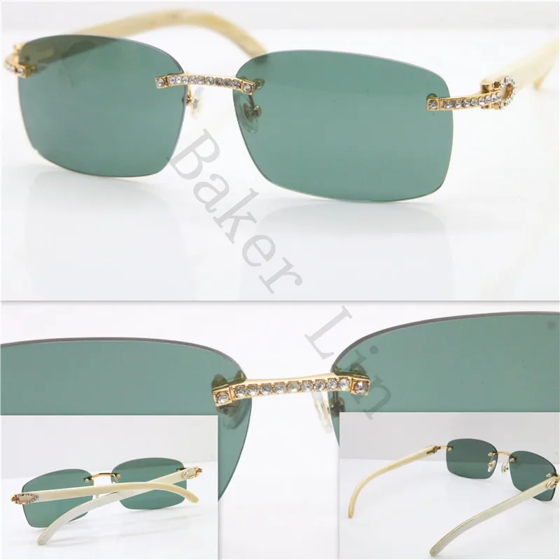 Cartier Rimless Smaller Big Stones 8200759A Original White Genuine Buffalo Horn Sunglasses (2)