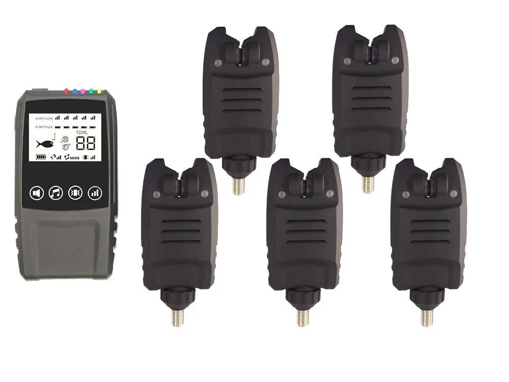 

Free Shipping 4*Bite Alarms &1* Touch Receiver Wireless Bite Alarm Set For Carp Fishing
